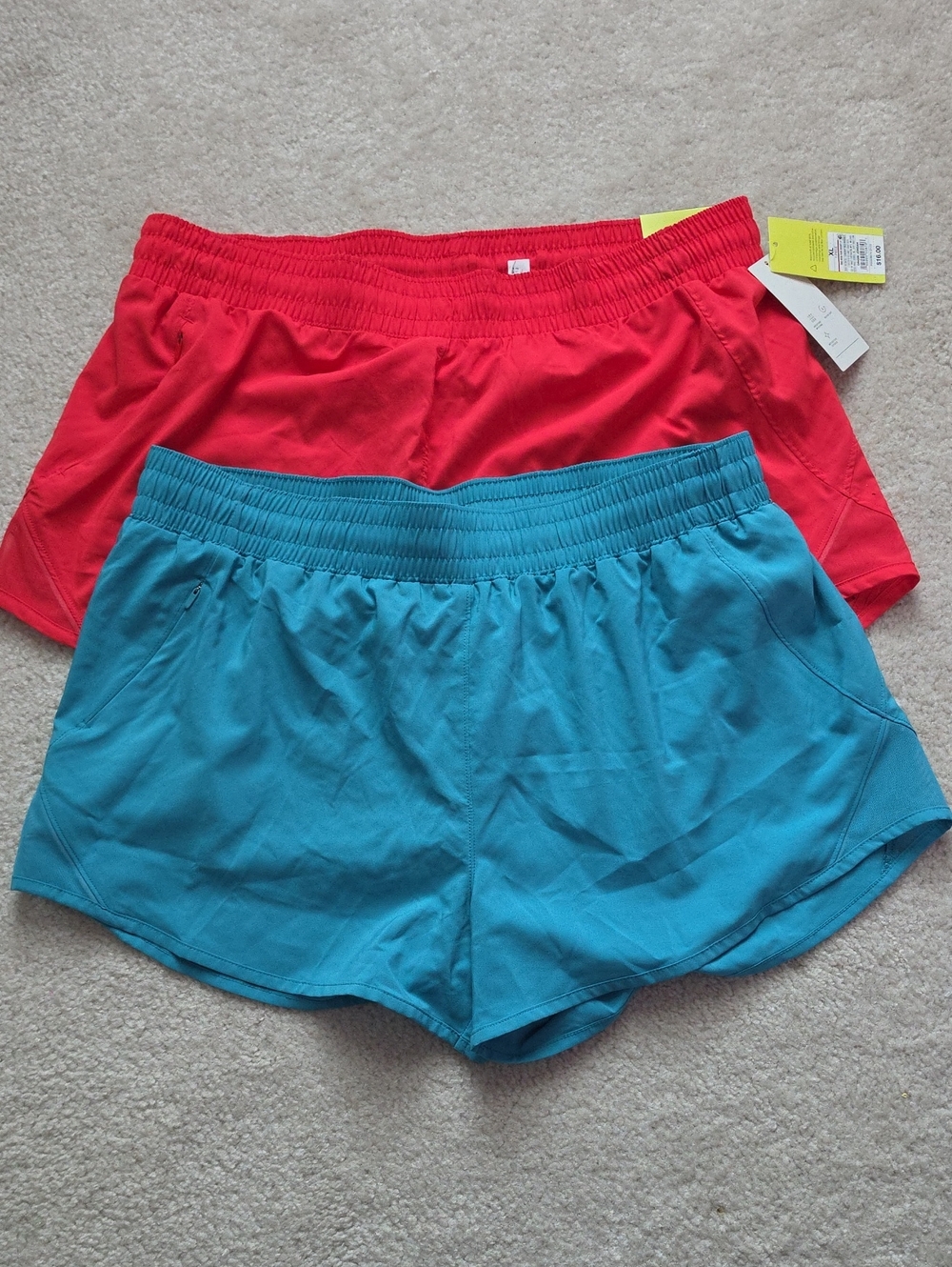 Women’s Mid Rise Run Shorts - Red and Teal